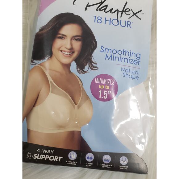 NEW PLAYTEX 18 HOUR SMOOTHING MINIMIZER BRA WHITE 40DDD STYLE 4697 WIREFREE - Picture 4 of 5